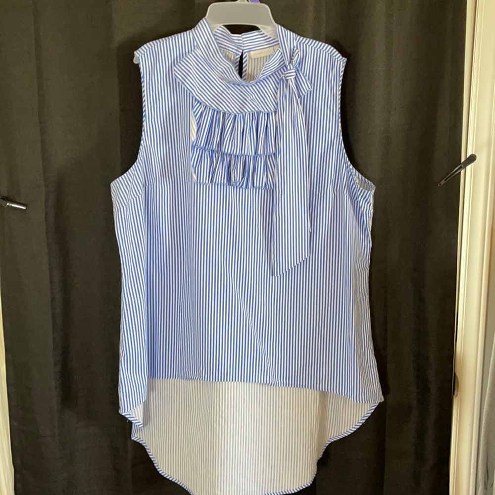 New York & Co - XXL - hi-low blue stripped sleeveless shirt